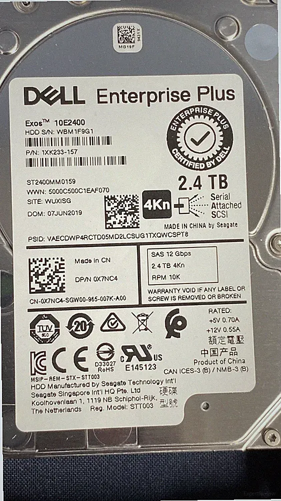 Dell 2.4TB 10K SAS 12G 2.5" Enterprise HDD X7NC4 0X7NC4 4Kn Hard Drive
