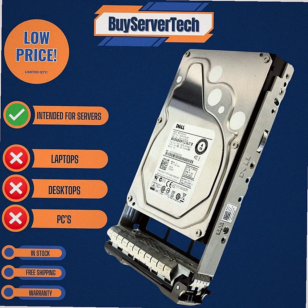 Dell 4TB 7.2K 6G 3.5" SAS HDD 12GYY 012GYY MG03SCA40 w/ Caddy - Enterprise Drive