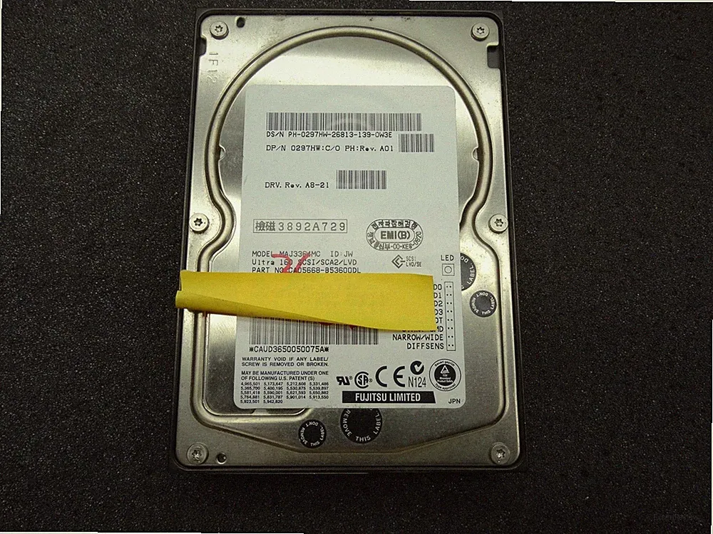Fujitsu 36GB 10K RPM Ultra 160 SCSI Hard Drive MAJ3364MC 3.5in SCA 80-Pin HDD