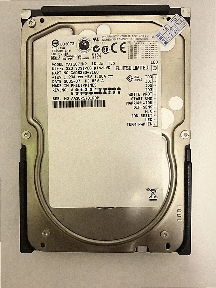 Fujitsu Enterprise MAT3073NP hard drive 73.5 GB Ultra320 SCSI Connector 68 pin