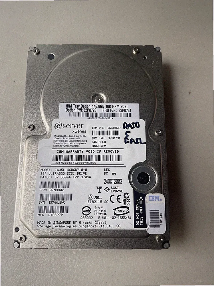 IBM 146GB 10K RPM Ultra320 SCSI 3.5" HDD 32P0731 07N8802 Hitachi IC35L146UCDY10