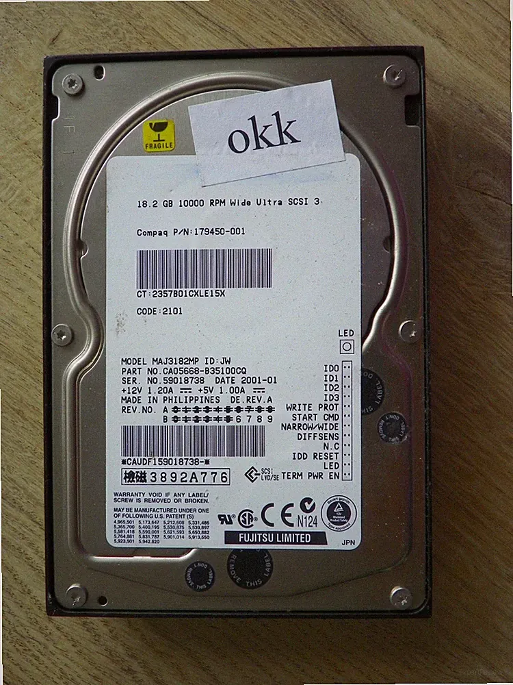 SCSI HDD 3,5'' Fujitsu Enterprise MAJ3182MP 18.2GB 4MB 10000RPM Ultra160 68-Pin